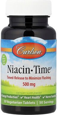 Carlson, Niacin-Time®, 500 mg, 50 pflanzliche Tabletten