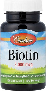 Carlson, Biotin, 5.000 mcg, 100 Kapseln