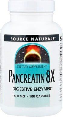 Source Naturals, Pancreatin 8X, 100 Kapseln