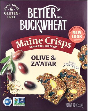 Better with Buckwheat, Maine Crisp Buckwheat Crackers, knusprige Buchweizen-Cracker, Olive & Za'atar, 113 g (4 oz.)
