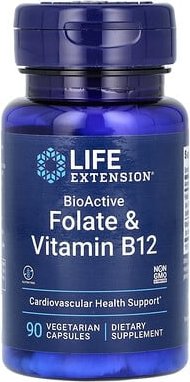 Life Extension, BioActive, Folate & Vitamin B12, Folat und Vitamin B12, 90 pflanzliche Kapseln