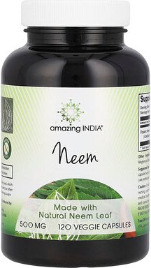 Amazing India, Neem, 500 mg, 120 pflanzliche Kapseln