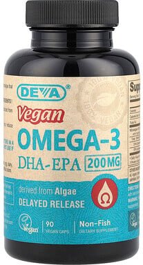 Thumbnail - Deva, Vegan Omega-3 DHA-EPA, veganes Omega-3 DHA-EPA, verzögerte Freisetzung, 200 mg, 90 vegane Kapseln