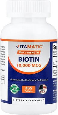 Vitamatic, Biotin, maximale Stärke, 10.000 mcg, 365 Tabletten