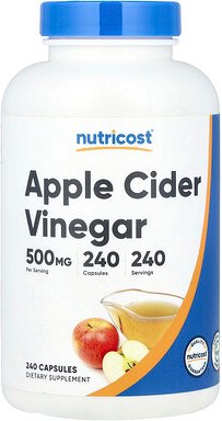 Nutricost, Apfelessig, 500 mg, 240 Kapseln