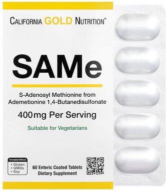 Thumbnail - California Gold Nutrition, SAMe, Butanedisulfonate, 400 mg, 60 magensaftresistente Tabletten