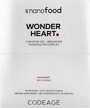 Codeage, Nanofood, Wonder Heart, Liposomales CoQ10, Himbeere, 30 Beutel, je 10 ml (0,3 fl. oz.)