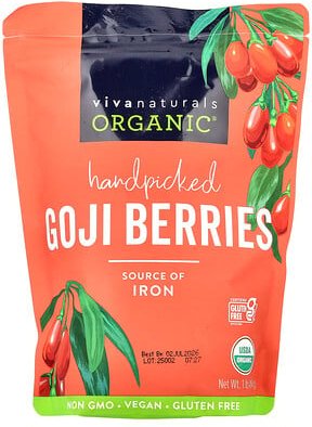 Viva Naturals, Organic Handpicked Goji Berries, handverlesene Bio-Goji-Beeren, 454 g (1 lb.)