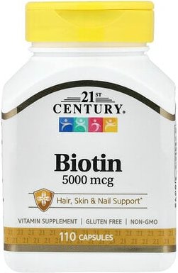 21st Century, Biotin, 5.000 mcg, 110 Kapseln