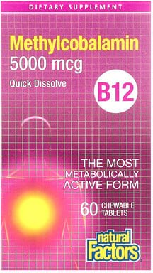 Natural Factors, Methylcobalamin, B12, 5.000 mcg, 60 Kautabletten