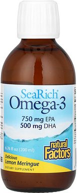 Natural Factors, SeaRich Omega-3, Delicious Lemon Meringue, Omega-3, Köstliches Zitronenbaiser, 200 ml (6,76 fl. oz.)