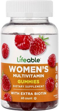 Lifeable, Women's Multivitamin Gummies, Multivitamin-Fruchtgummis für Frauen, Himbeere, 60 Fruchtgummis