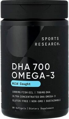 Sports Research, DHA 700 Omega-3, wild gefangen, 90 Weichkapseln
