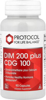 Protocol for Life Balance, DIM 200 Plus CDG 100, Nahrungsergänzungsmittel für einen gesunden Hormonstoffwechsel, 90 Kaps...