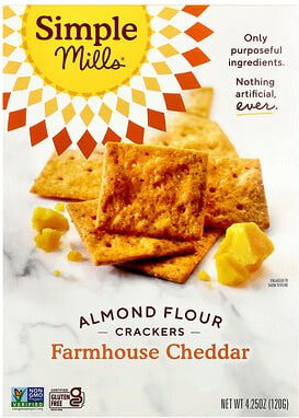 Thumbnail - Simple Mills, Almond Flour Crackers, Mandelmehl-Cracker, Farmhouse-Cheddar, 120 g (4,25 oz.)