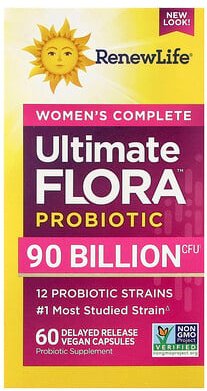 Renew Life, Women's Complete, Ultimate Flora™ Probiotikum, 90 Milliarden KBE, 60 vegane Kapseln mit verzögerter Freisetz...