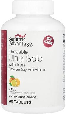 Bariatric Advantage, Chewable Ultra Solo with Iron, Kautablette mit Eisen, Zitrus, 90 Tabletten