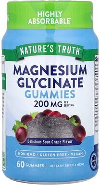 Thumbnail - Nature's Truth, Magnesium Glycinate Gummies, Magnesiumglycinat-Fruchtgummis, köstlich saure Trauben, 60 Fruchtgummis