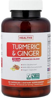Healths Harmony, Turmeric and Ginger, Kurkuma und Ingwer, 90 Kapseln