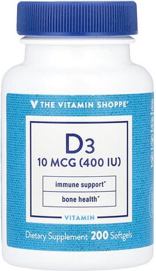 The Vitamin Shoppe, Vitamin D3, 10 mcg (400 IU), 200 Weichkapseln