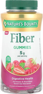 Nature's Bounty, Fiber Gummies, Ballaststoff-Fruchtgummis, Erdbeere und Himbeere, 90 Fruchtgummis