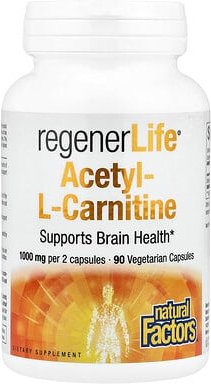 Natural Factors, RegenerLife®, Acetyl-LCarnitin, Acetyl-LCarnitin, 90 pflanzliche Kapseln (500 mg pro Kapsel)