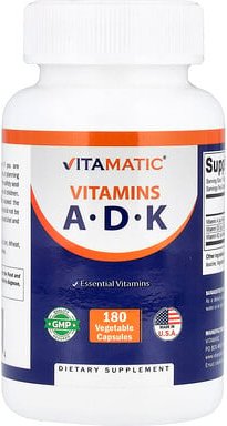 Thumbnail - Vitamatic, Vitamins A, D, K, Vitamine A, D, K, 180 pflanzliche Kapseln