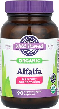 Oregon's Wild Harvest, Organic Alfalfa, Bio-Alfalfa, 90 vegane Bio-Kapseln (400 mg pro Kapsel)