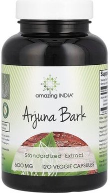 Amazing India, Arjuna-Rinde, standardisiertes Extrakt, 500 mg, 120 pflanzliche Kapseln