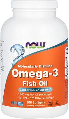 NOW Foods, Omega-3 Fish Oil, Omega-3-Fischöl, 1.000 mg, 500 Weichkapseln