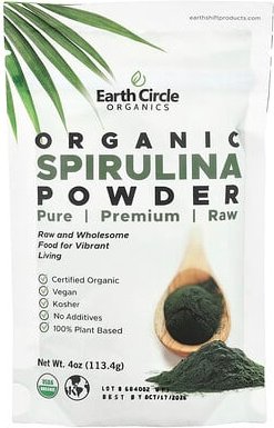 Earth Circle Organics, Bio-Spirulina-Pulver, 113 g (4 oz.)
