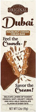 Original Natural Sweets, Dubai Hazelnut Cocoa Cream Bar, Riegel mit Haselnuss-Kakao-Creme, 91 g (3,2 oz.)