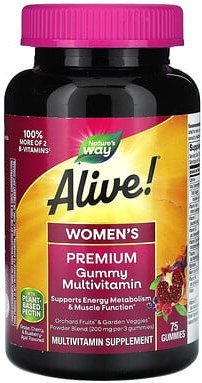 Thumbnail - Nature's Way, Alive! Women's Premium Gummy Multivitamin, Multivitamine als Premium-Fruchtgummi für Frauen, Traube, Kirsc...