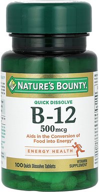 Nature's Bounty, Vitamin B-12, Natural Cherry, Vitamin B-12, natürlicher Kirschgeschmack, 500 mcg, 100 schnell lösliche ...