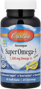 Carlson, Super Omega-3 Gems, 50 Weichkapseln