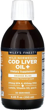 Wiley's Finest, Wild Norwegian Cod Liver Oil +, Orange Bliss, 250 ml (8,45 fl. oz.)