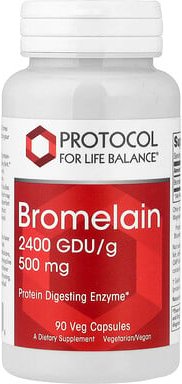 Protocol for Life Balance, Bromelain, 2400 GDU/g, 500 mg, 90 pflanzliche Kapseln