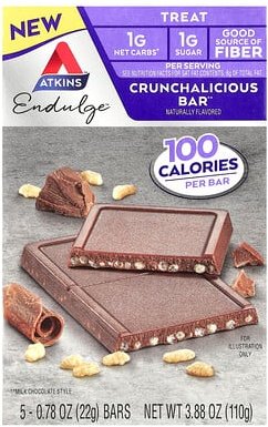 Atkins, Endulge™, Crunchalicious Bar, knuspriger Riegel, 5 Riegel, je 22 g (0,78 oz.).