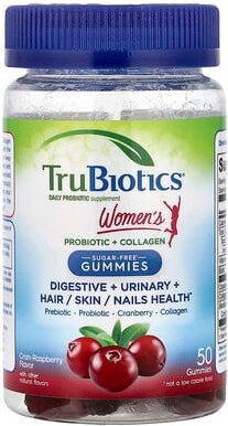 TruBiotics, Women's Probiotic + Collagen Gummies, Probiotika und Kollagen-Fruchtgummis für Frauen, Cran-Himbeere, 50 Fru...