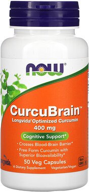 NOW Foods, CurcuBrain, Cognitive Support, kognitive Unterstützung, 400 mg, 50 vegetarische Kapseln