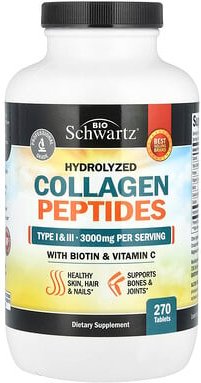 Thumbnail - BioSchwartz, Hydrolyzed Collagen Peptides with Biotin and Vitamin C, hydrolysierte Kollagenpeptide mit Biotin und Vitami...