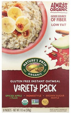 Nature's Path, Organic Gluten Free Instant Oatmeal, glutenfreie Bio-Haferflocken, Kombipackung, 8 Päckchen, 320 g (11,3 ...