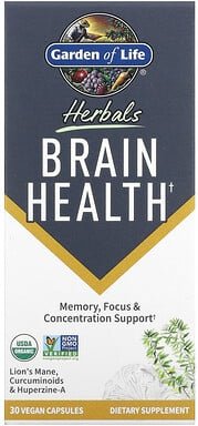 Garden of Life, Herbals, Brain Health, Gehirngesundheit, Minze, 30 vegane Kapseln