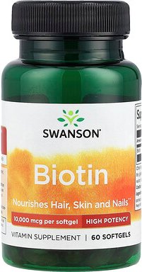 Swanson, Biotin, 10.000 mcg, 60 Weichkapseln