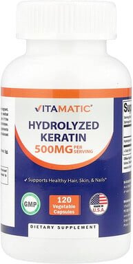 Vitamatic, Hydrolyzed Keratin, hydrolysiertes Keratin, 120 pflanzliche Kapseln (250 mg pro Kapsel)