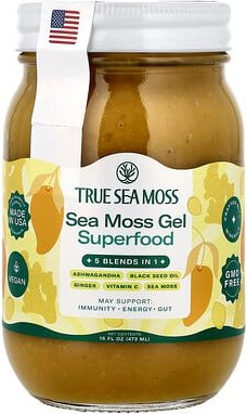True Sea Moss, Sea Moss Gel Superfood, Seemoos-Superfood, 5 Mischungen in 1, Mango, 473 g (16 fl. oz.)
