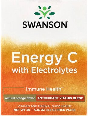 Swanson, Energy C with Electrolytes, Energie C mit Elektrolyten, natürliche Orange, 30 Sticks, je 4,6 g (0,16 oz.).
