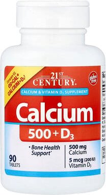 21st Century, Calcium 500 + D3, 90 Tabletten