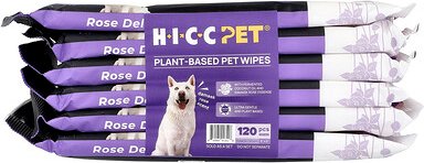 HICC Pet, Plant-Based Pet Wipes, pflanzliche Tiertücher, für Hunde und Katzen, Damaszenerrose, 6 Packungen, je 20 Tücher