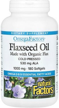 Natural Factors, Leinsamenöl, 1.000 mg, 180 Weichkapseln